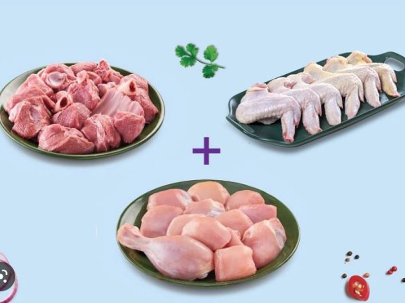 Triple Combo-1 (Muttont Curry Cut 500gm + Chicken Skinless Curry Cut 1kg + Chicken Wings 500gm)