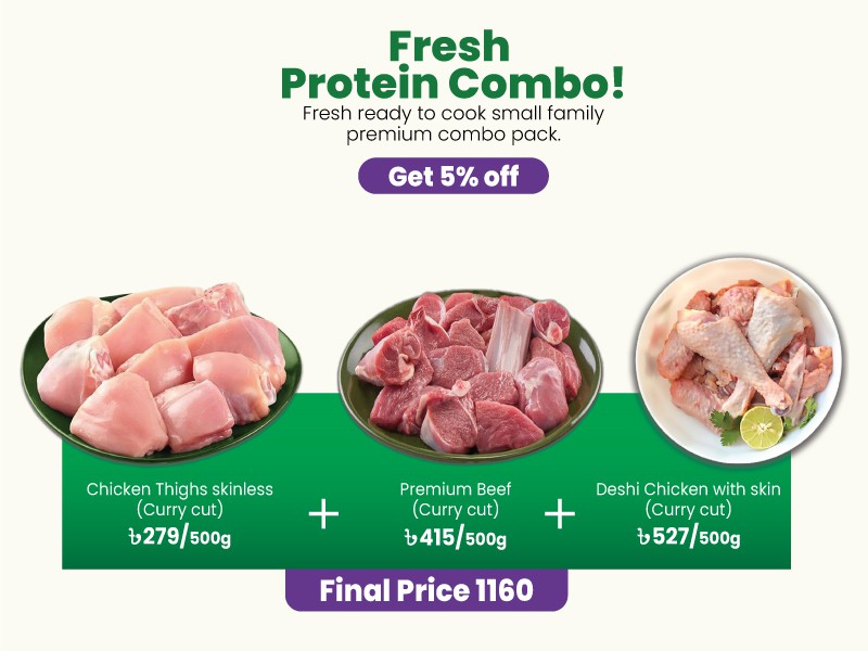 Fresh Protein Combo 4 (Chicken Thai  500.gm+ Premium Beef    500.gm+ Deshi Chicken    500.gm)